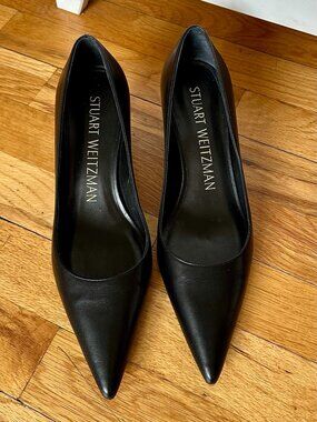 Stuart Weitzman 50 Black Leather Pump Heels